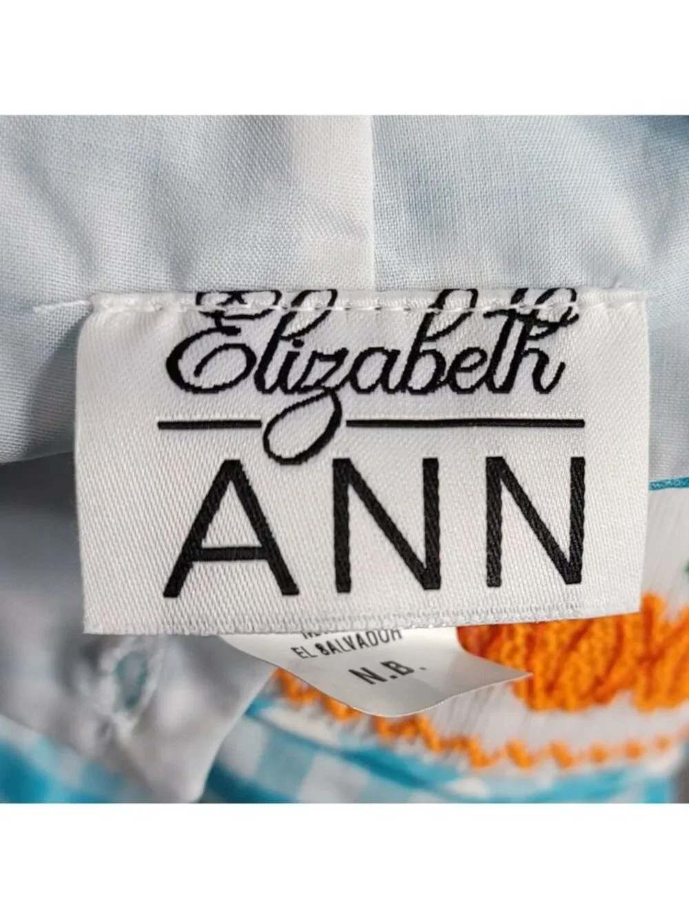 Elizabeth Ann Pumpkins Halloween One Piece Blue Newborn Gingham Embroidered